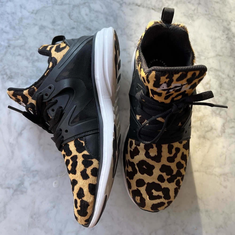 APL Women's Leopard Print Calf Hair Techloom Lace Up Iconic Pro Sneakers